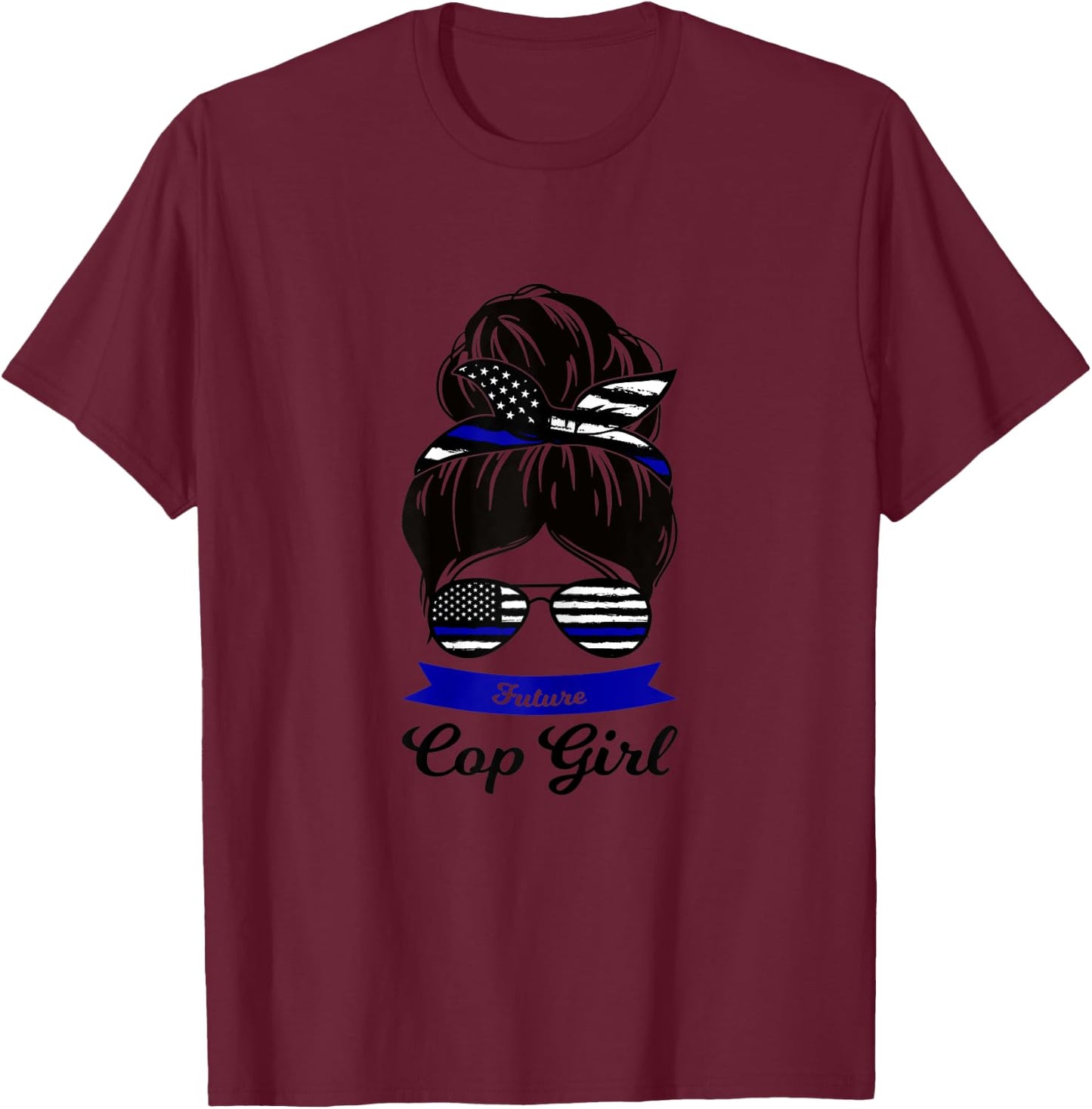 Future Cop Girl Cop Police T-Shirt - T-Shirt | Maroon