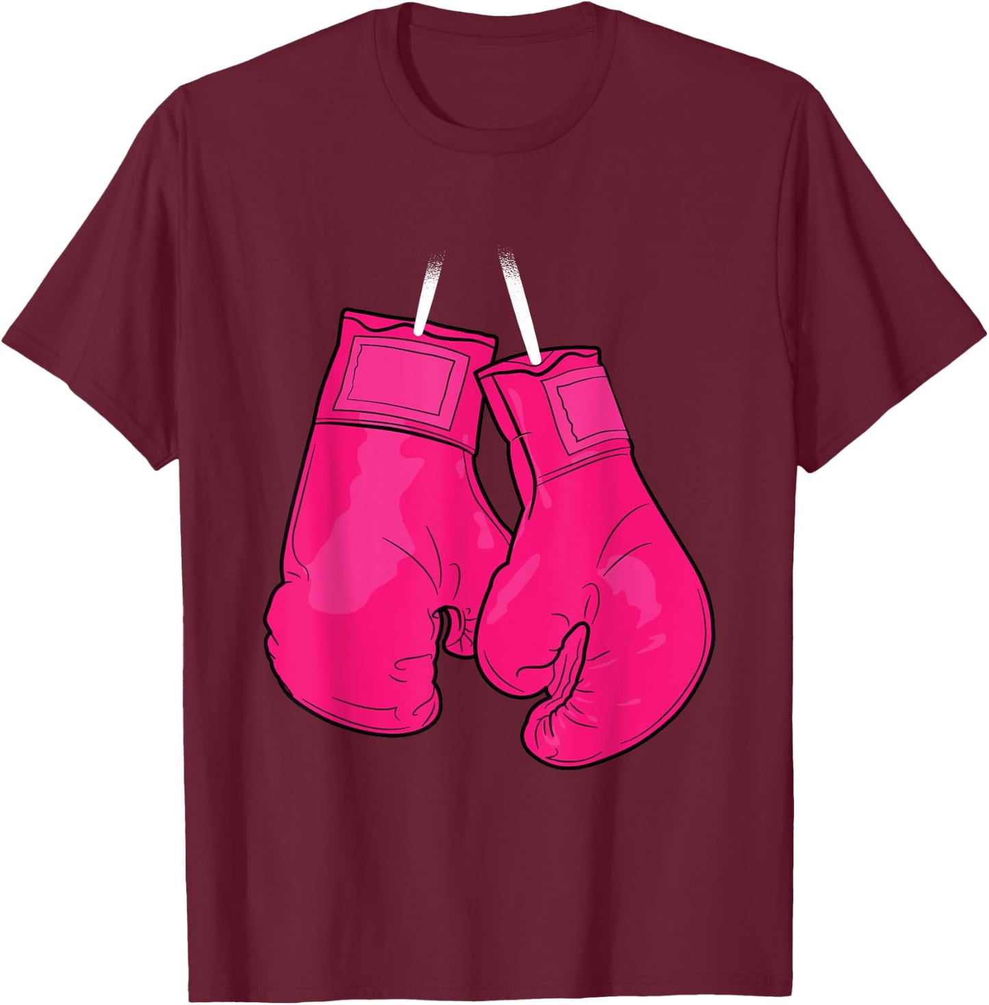 Pink Boxing Gloves Breast Cancer Awareness Cool Warrior T-Shirt - T-Shirt | Maroon