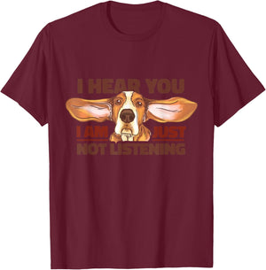 Basset Hound I Hear You Not Listening Funny Dog Lover Gift Small T-Shirt - T-Shirt | Maroon