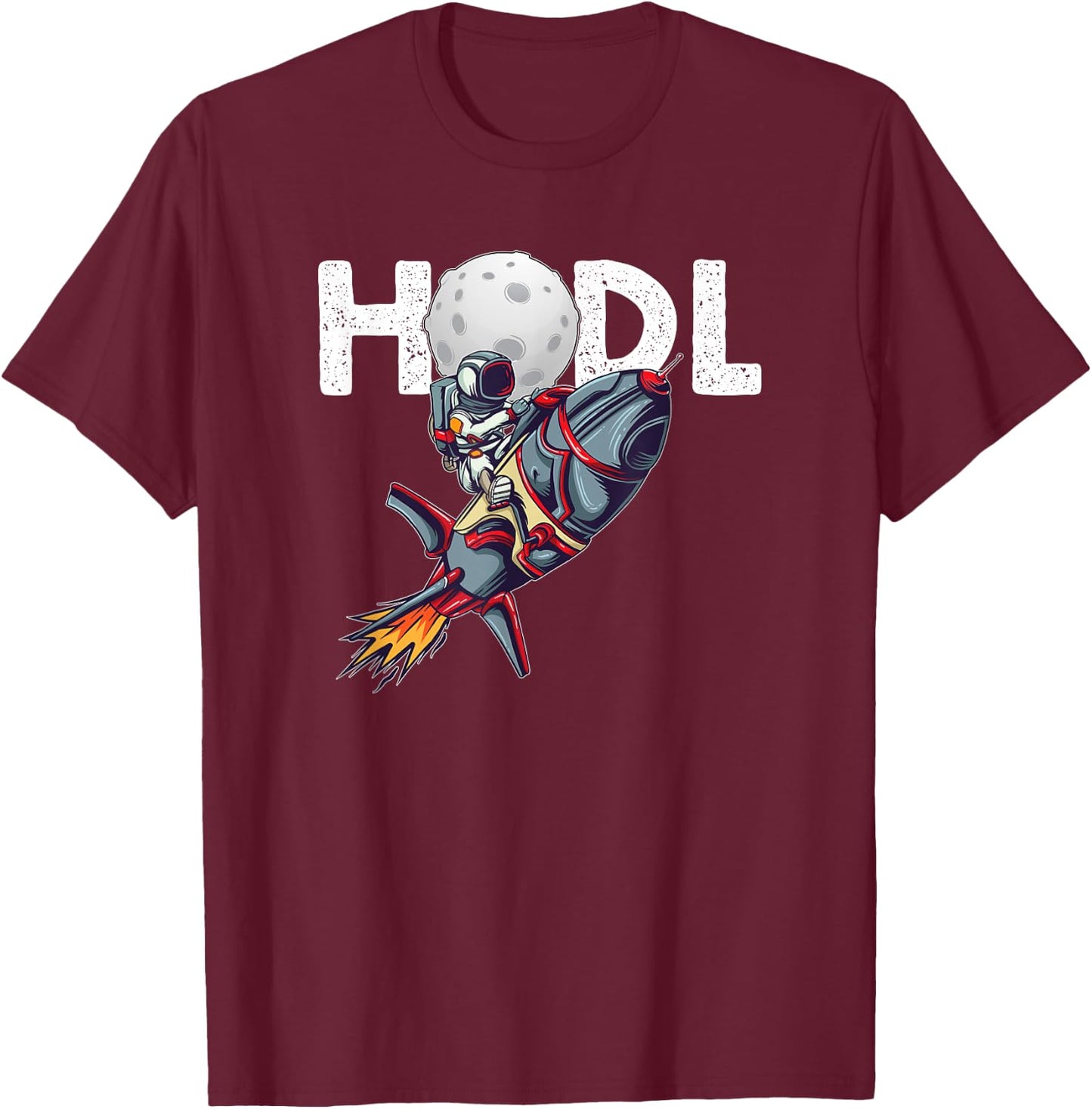 Bitcoin "HODL" Astronaut Crypto To The Moon Funny T-Shirt - T-Shirt | Maroon