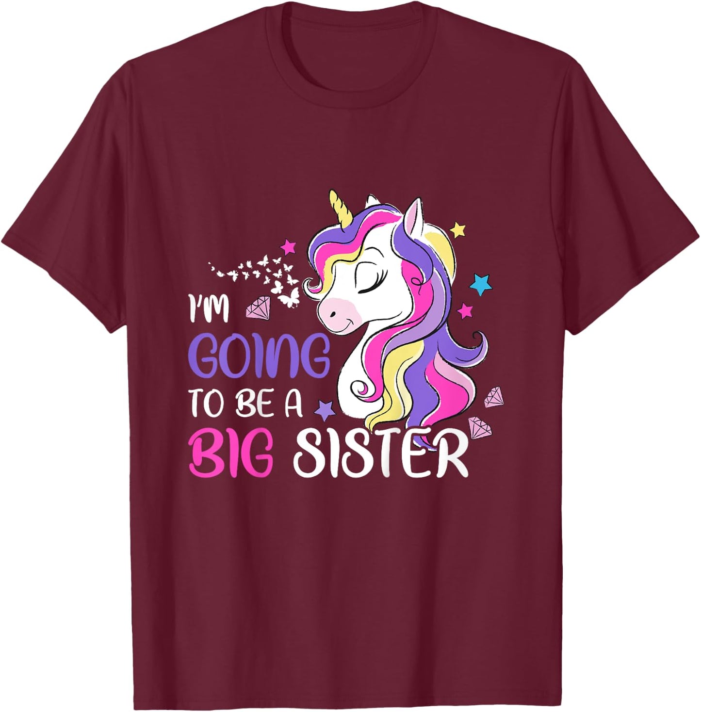 I'm Going To Be A Big Sister Unicorn T-Shirt - T-Shirt | Maroon