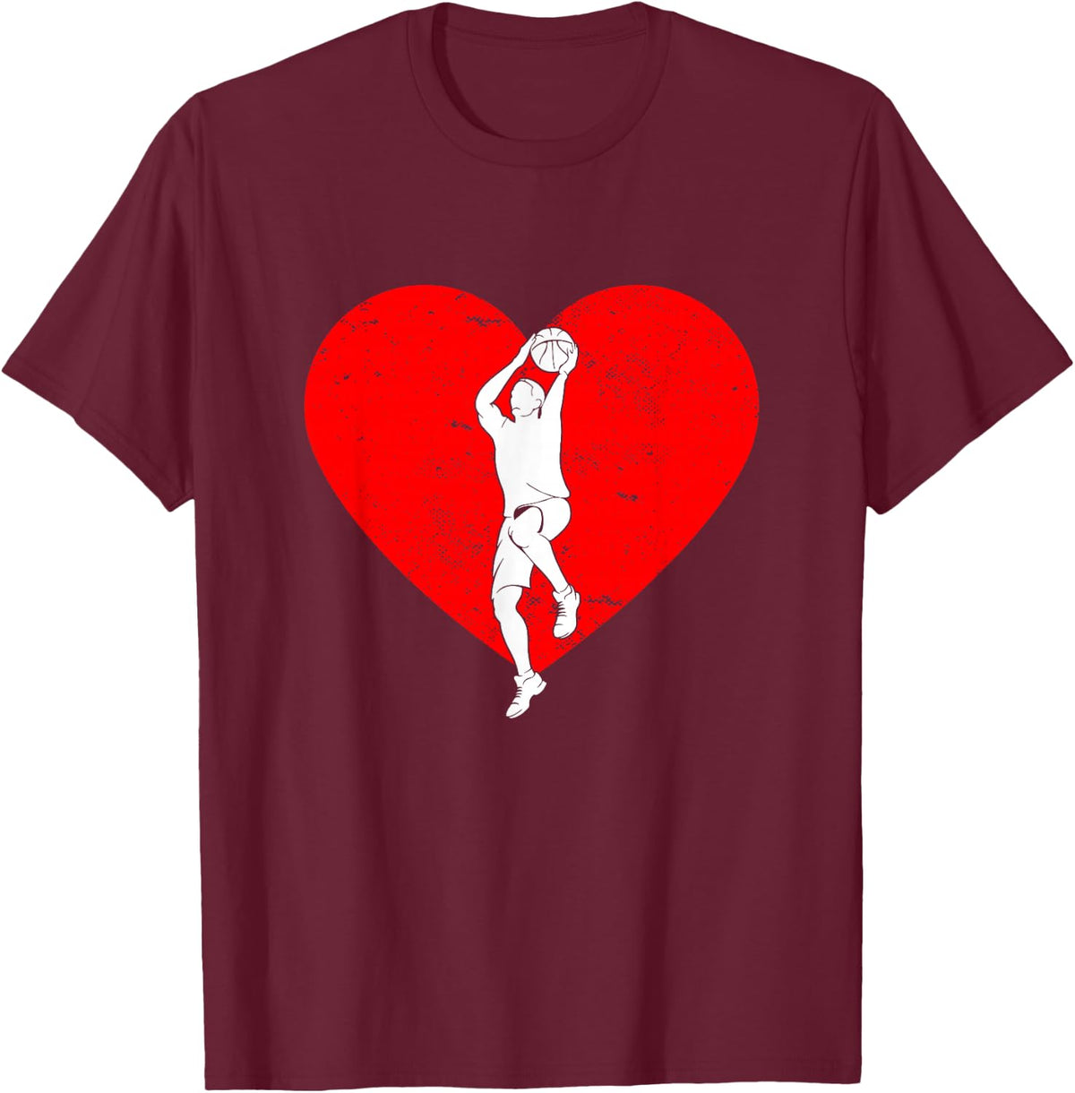 Basketball Valentine Day Gifts For Basketball Lover Boys Men T-Shirt - T-Shirt | Maroon