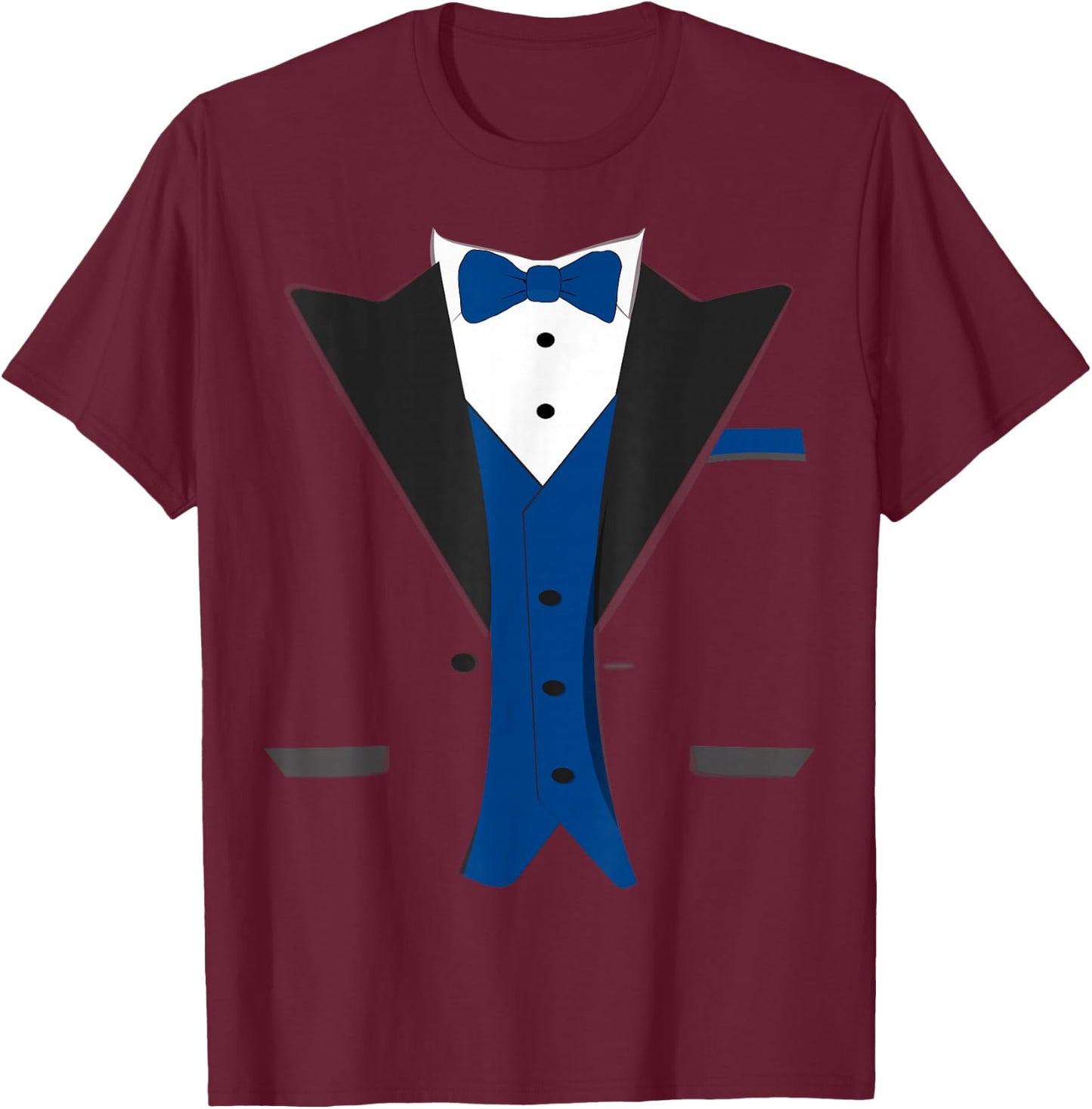 Tuxedo Halloween Wedding Groom Costume Blue Funny T-Shirt - T-Shirt | Maroon