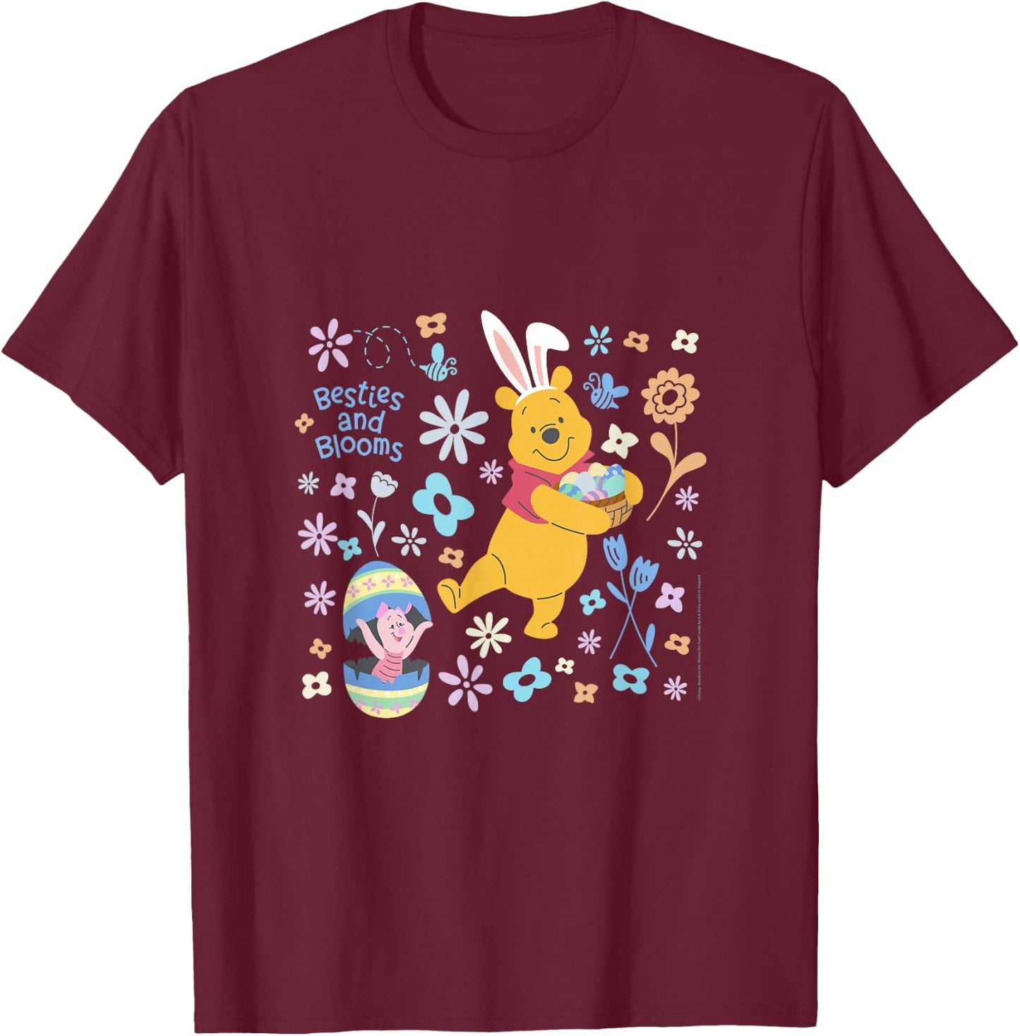 Disney Winnie the Pooh & Piglet Easter Besties and Blooms T-Shirt - T-Shirt | Maroon
