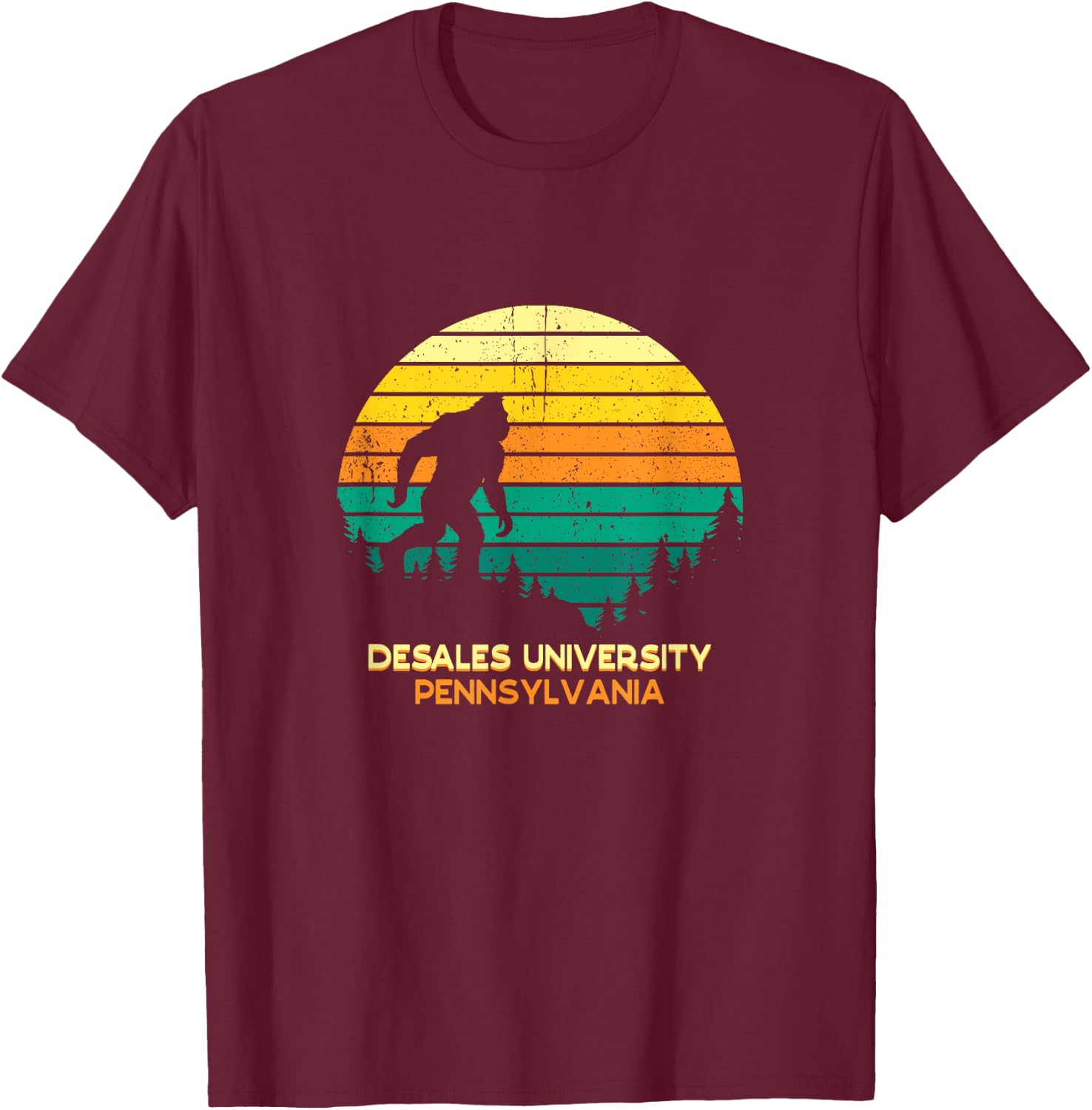 Retro DeSales University, Pennsylvania Big foot Souvenir T-Shirt - T-Shirt | Maroon