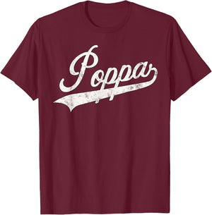 Poppa Retro Style Father’s day gift Funny Poppa Grandpa T-Shirt - T-Shirt | Maroon