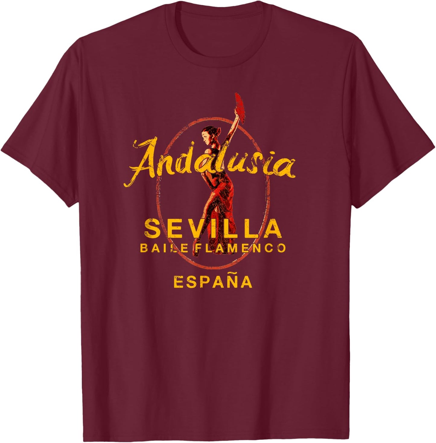 Spain Flamenco Dance Seville Sevilla Espana Andalusia T-Shirt - T-Shirt | Maroon