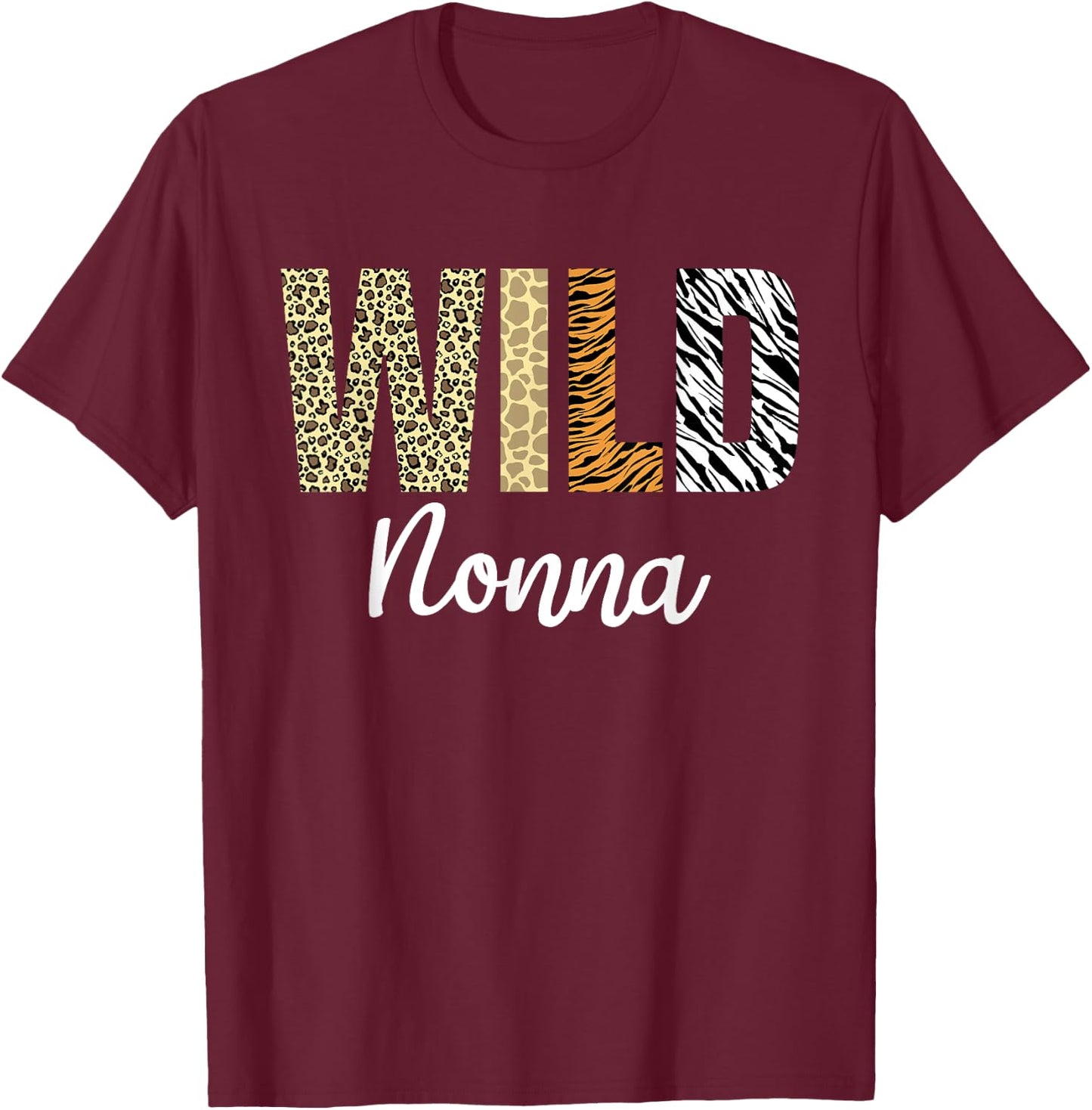 Nonna of The Wild One Zoo Birthday Safari Jungle Animal T-Shirt - T-Shirt | Maroon