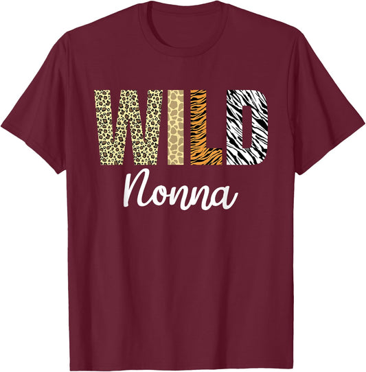 Nonna of The Wild One Zoo Birthday Safari Jungle Animal T-Shirt - T-Shirt | Maroon