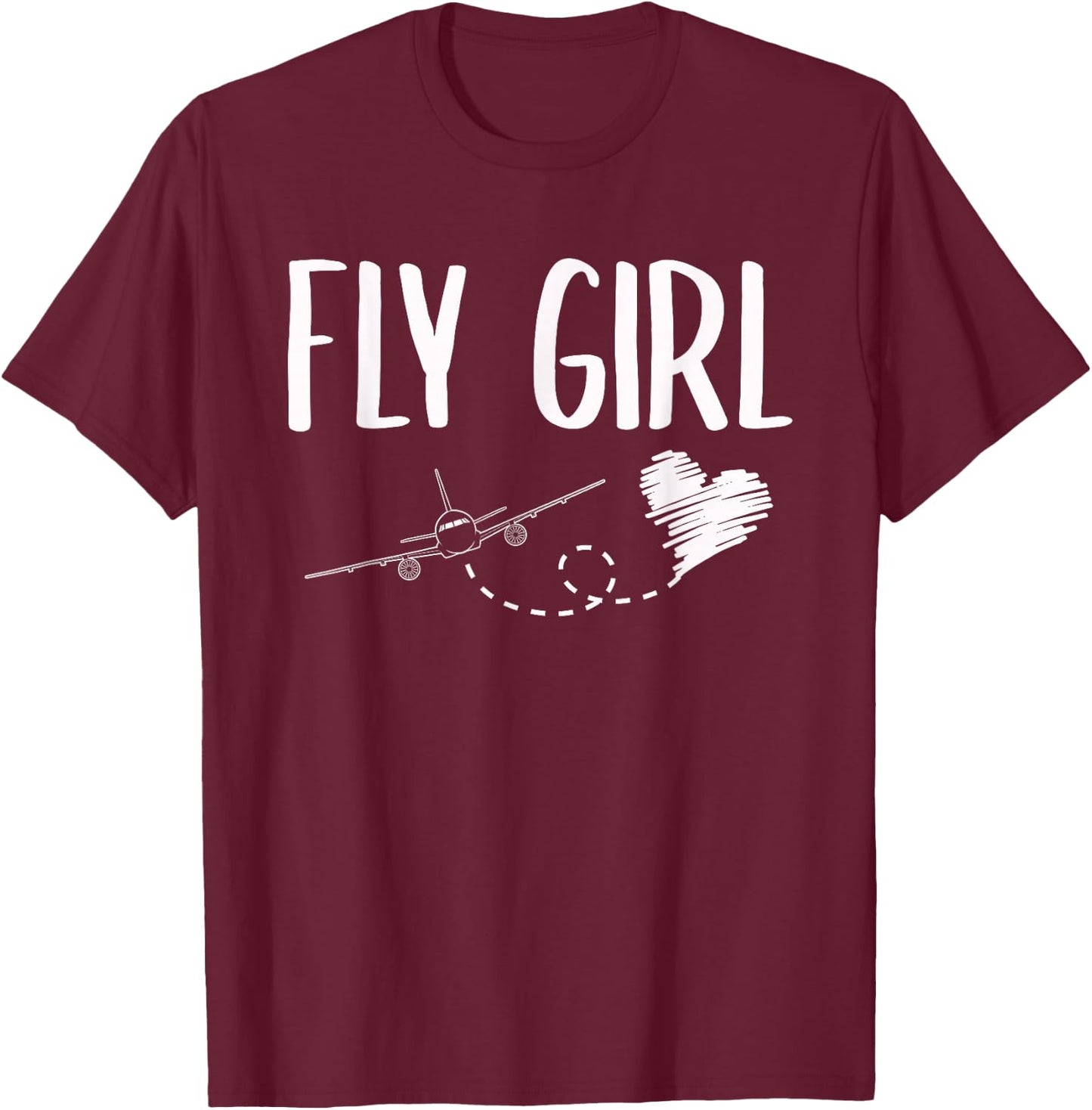 Plane Airplane Flying Travel Flight Attendant Fly Girl Heart T-Shirt - T-Shirt | Maroon