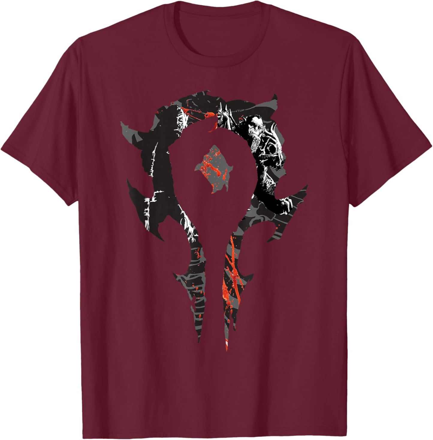 Warcraft Gaming Logo Horde Compilation Crest Fierce Gamer T-Shirt - T-Shirt | Maroon