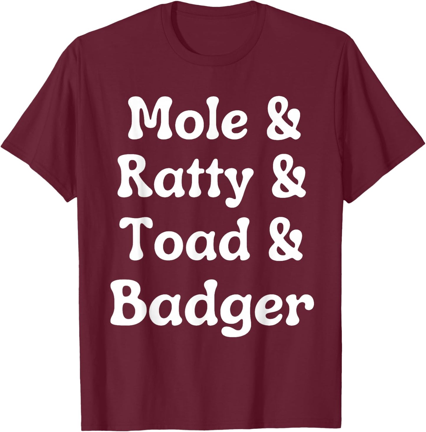 Wind in the Willows Character Funny T-Shirt - T-Shirt | Maroon