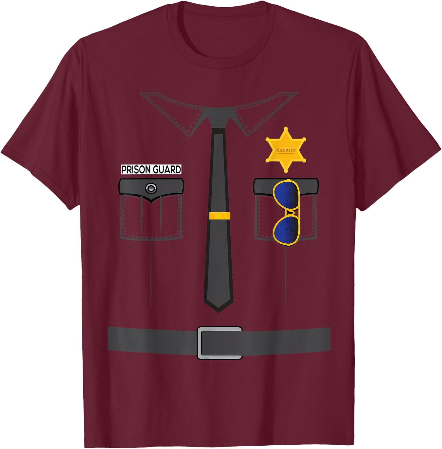 Prison Guard Correctional Officer Easy Halloween Costume Fun T-Shirt - T-Shirt | Maroon