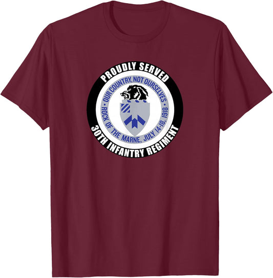 Proudly Served 30th Infantry Regiment Army Veteran Military T-Shirt - T-Shirt | Maroon