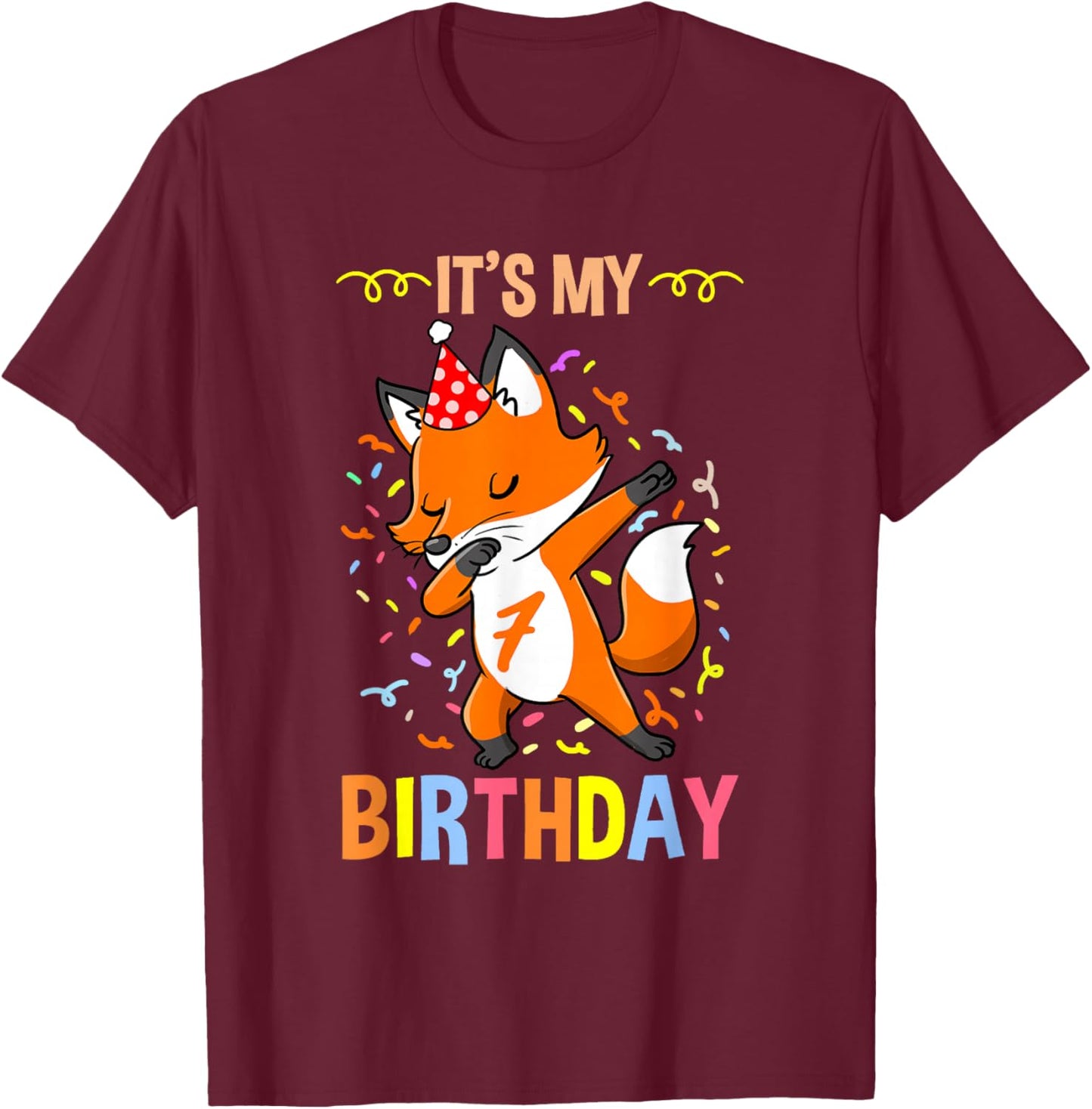 Its My 7th Birthday Fox T-Shirt - T-Shirt | Maroon