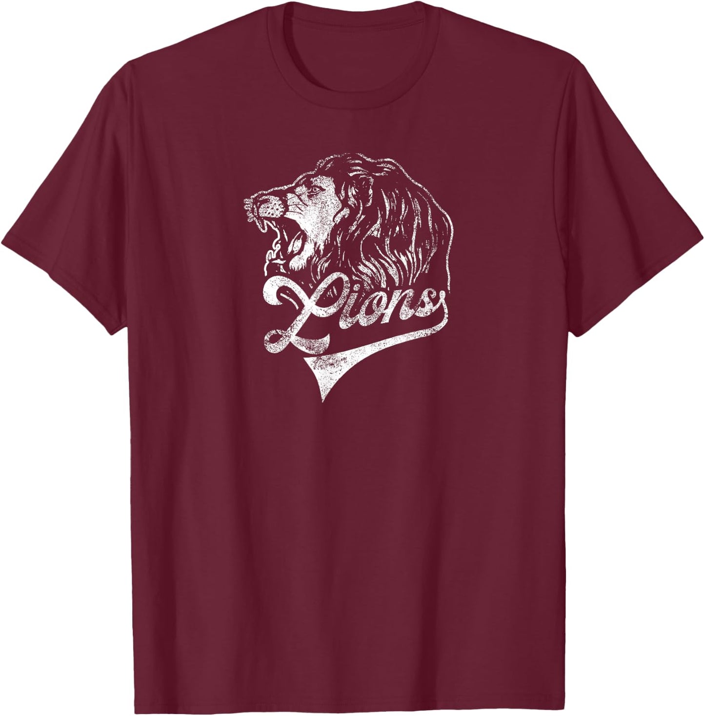 Lions School Sports Fan Team Spirit Mascot Vintage T-Shirt - T-Shirt | Maroon