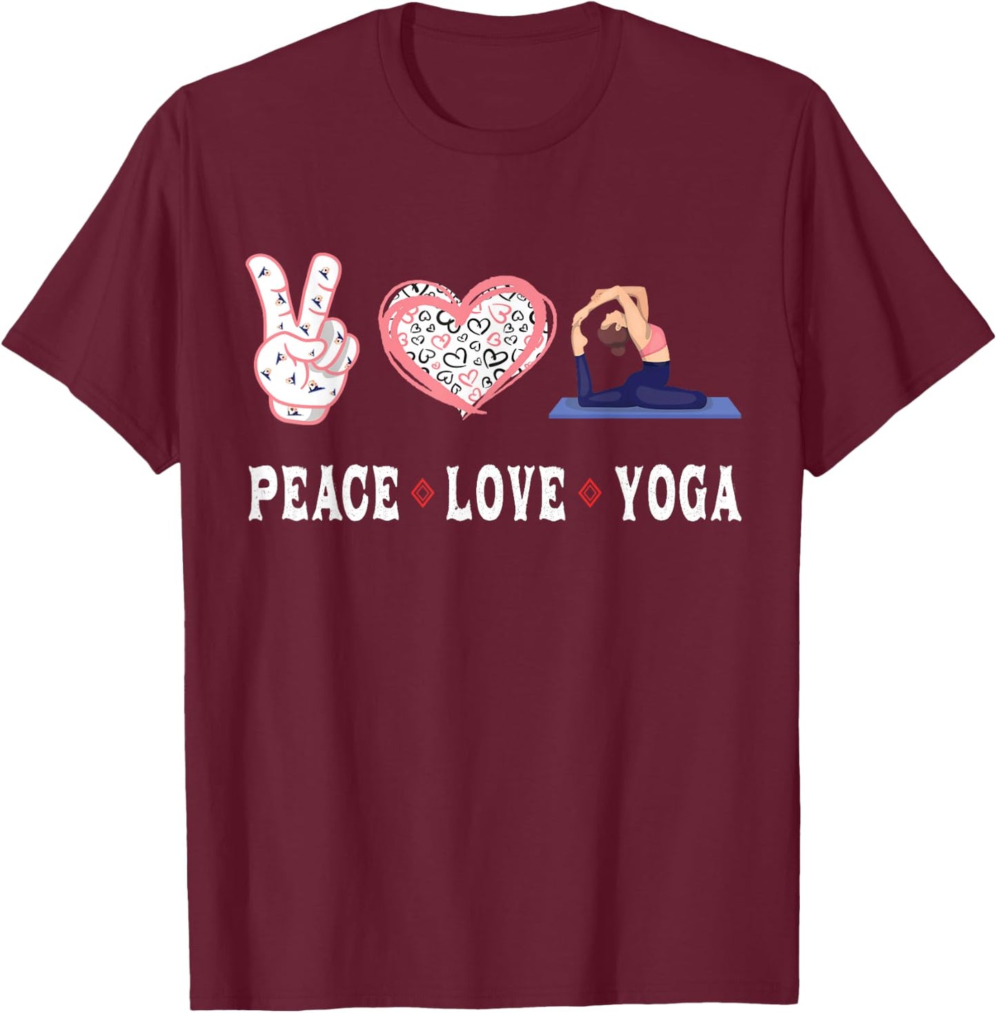 Yoga lovers Player fans Peace love Yoga T-Shirt - T-Shirt | Maroon