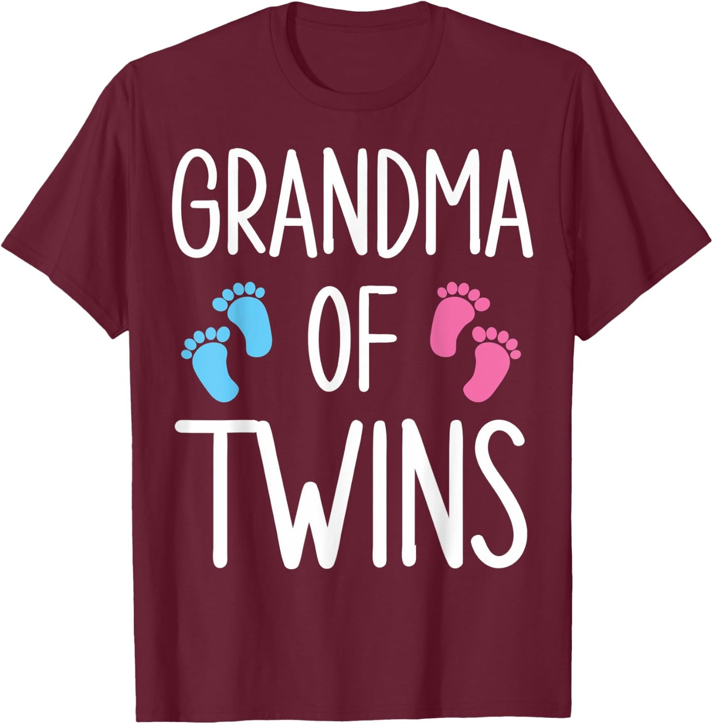 Cute Granny Of Twins Twin Grandma Of Twins Twin Grandmother T-Shirt - T-Shirt | Maroon