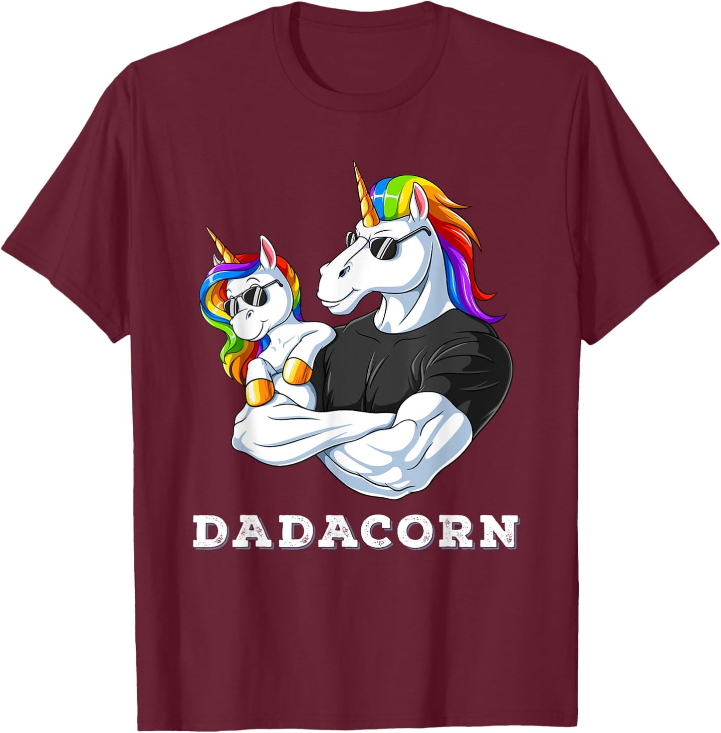 Dadacorn Unicorn Dad of the Birthday Girl Father's Day Gift T-Shirt - T-Shirt | Maroon