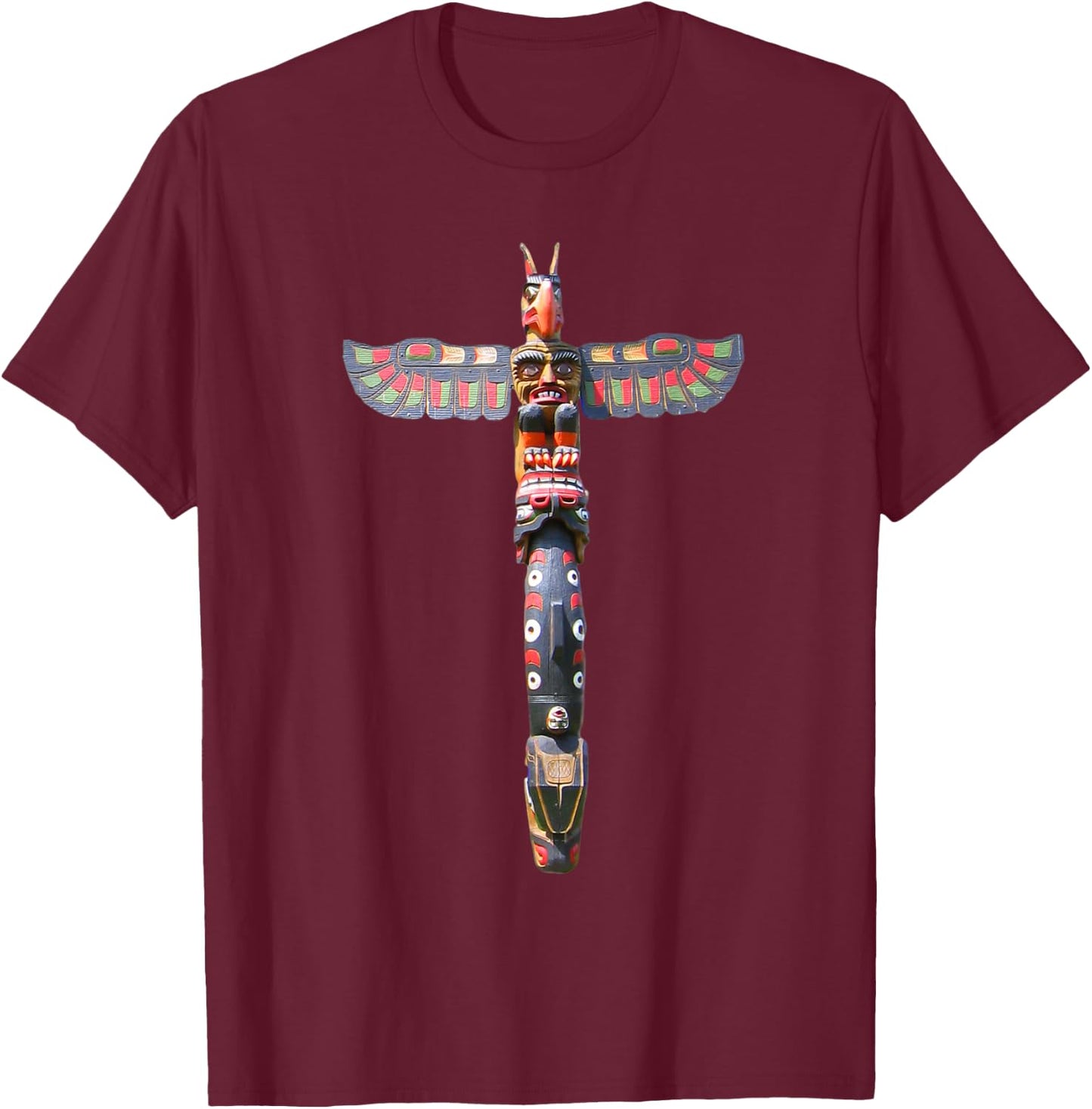 Native American Indian Northwest Totem Pole Art Washington T-Shirt - T-Shirt | Maroon