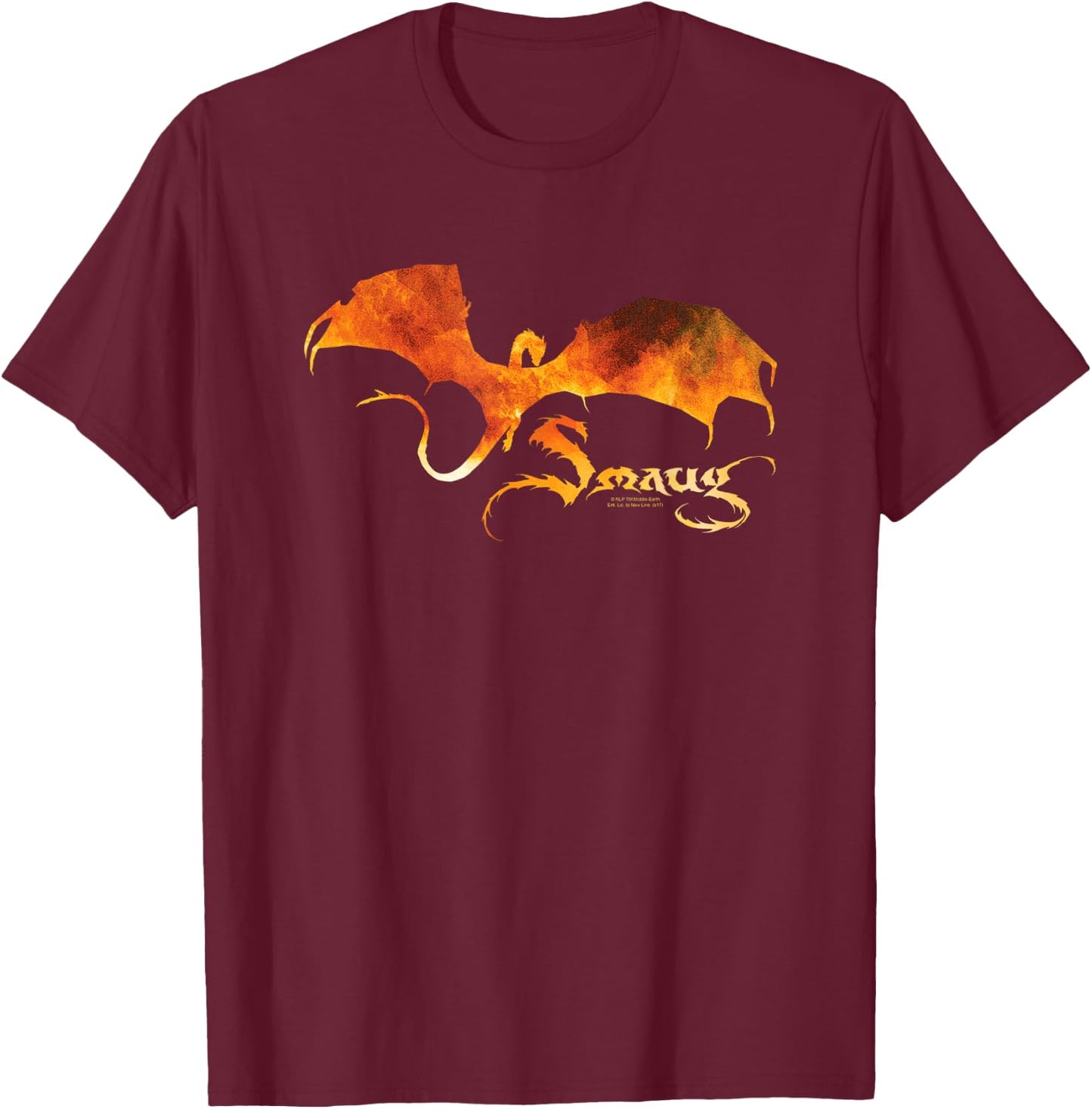 Hobbit Smaug on Fire T-Shirt - T-Shirt | Maroon