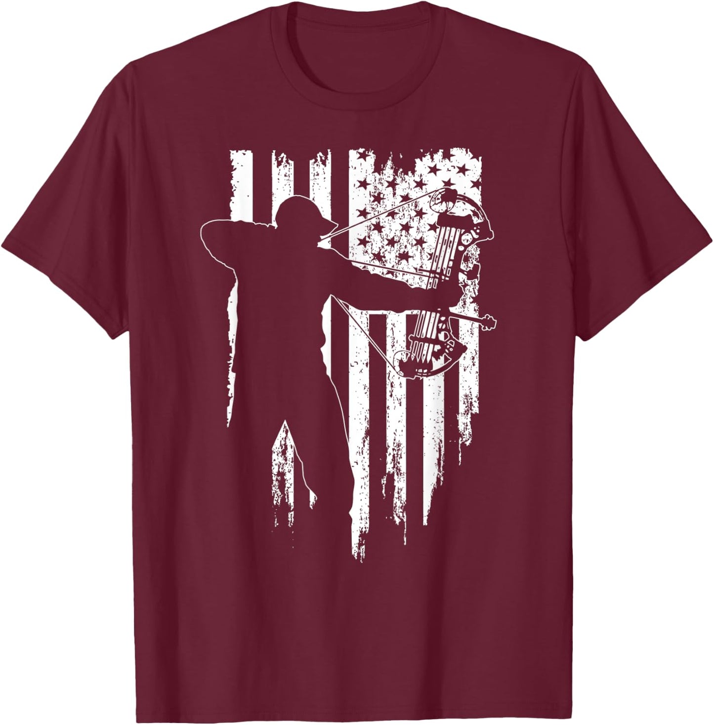 American Flag - Hunt Archery Bowhunting Compound Bow Hunting Women Men T-Shirt - T-Shirt | Maroon