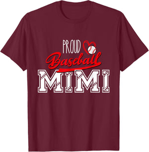 Proud Baseball Mimi Grandma Sport Women Mother's Day T-Shirt - T-Shirt | Maroon