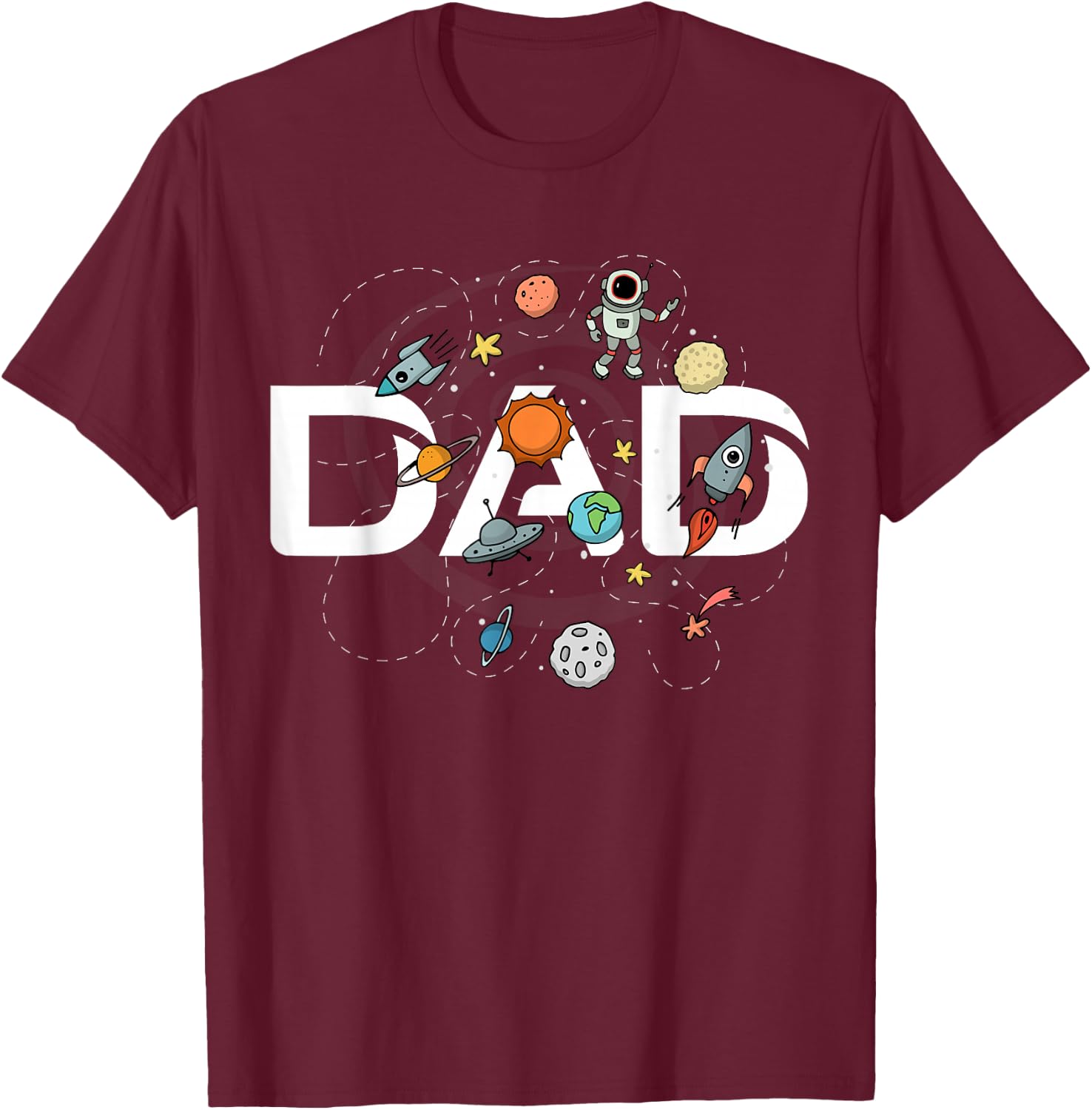 Dad Outer Space Birthday Party Grandson Nephew Universe Pop T-Shirt - T-Shirt | Maroon