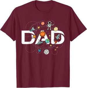 Dad Outer Space Birthday Party Grandson Nephew Universe Pop T-Shirt - T-Shirt | Maroon