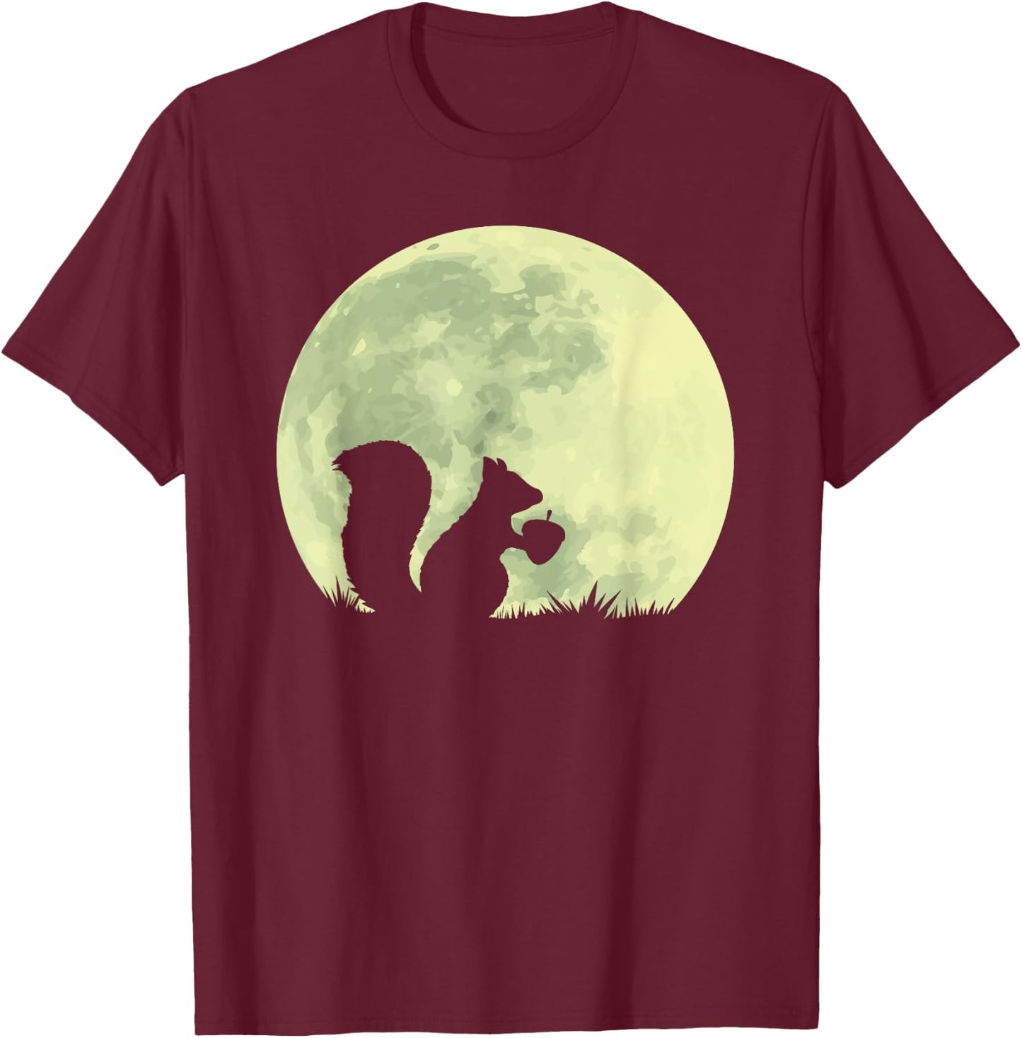 Squirrels Full Moon Acorn Forest Animal Lover Chipmunk Nuts T-Shirt - T-Shirt | Maroon