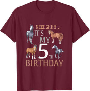 Its My 5th Birthday Shirt Horse Lover 5 Year Old Birthday T-Shirt - T-Shirt | Maroon