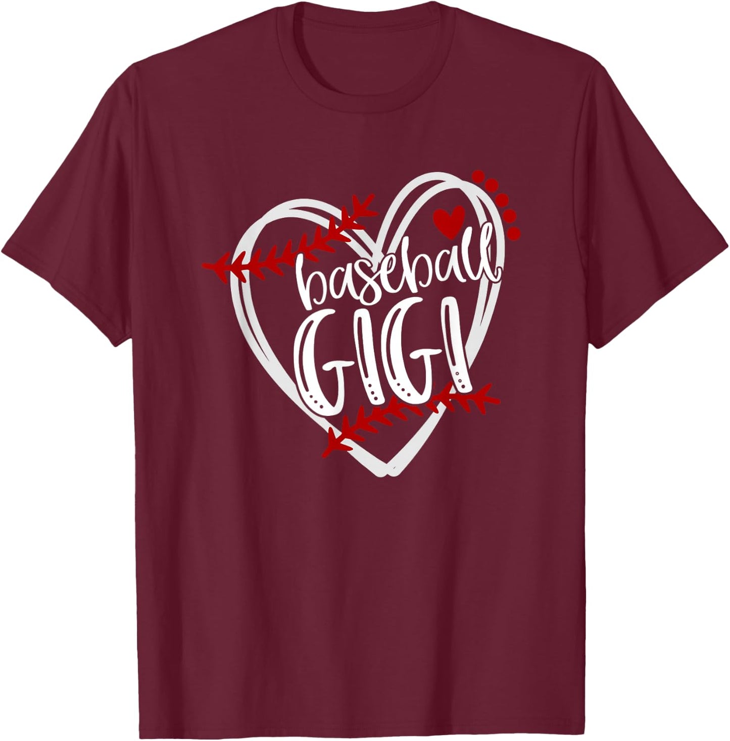 Baseball Heart GIGI Shirt Grandma Trendy T-Shirt - T-Shirt | Maroon