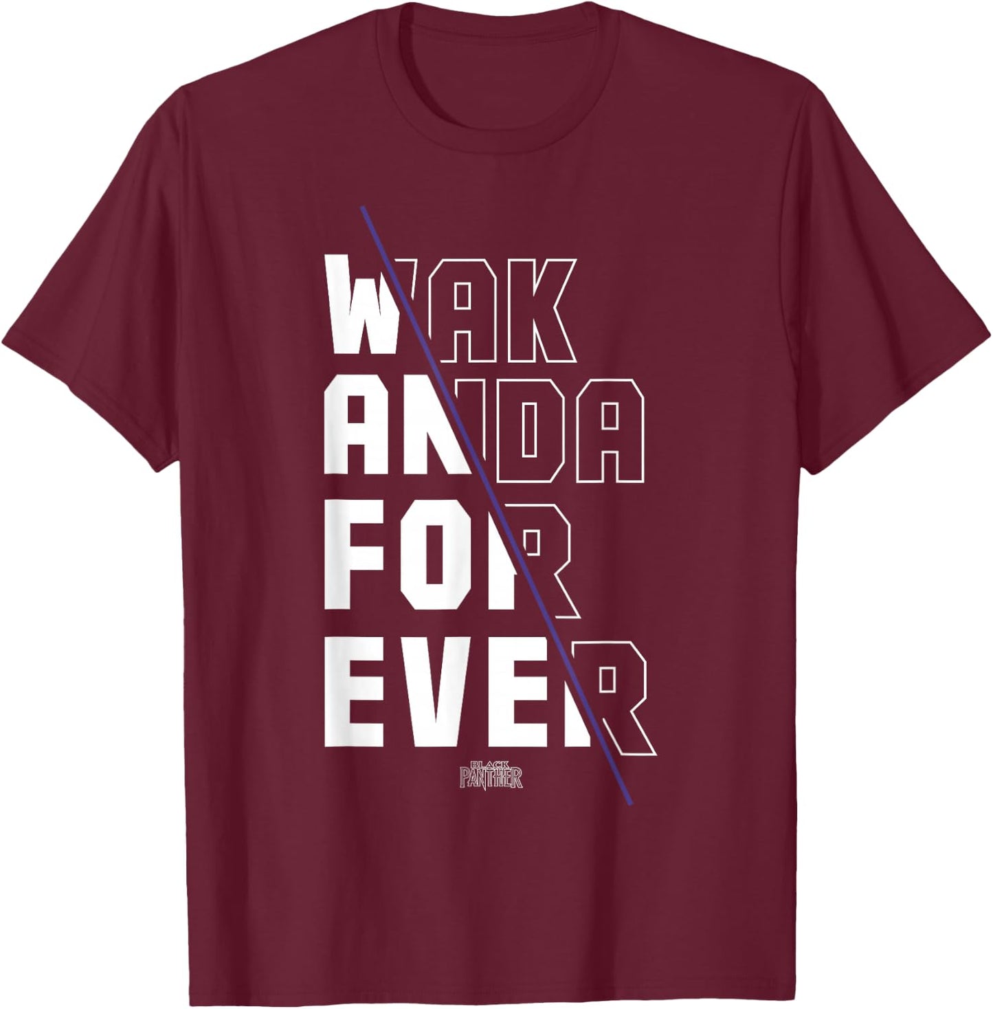 Marvel Black Panther Wakanda Forever Divided T-Shirt - T-Shirt | Maroon