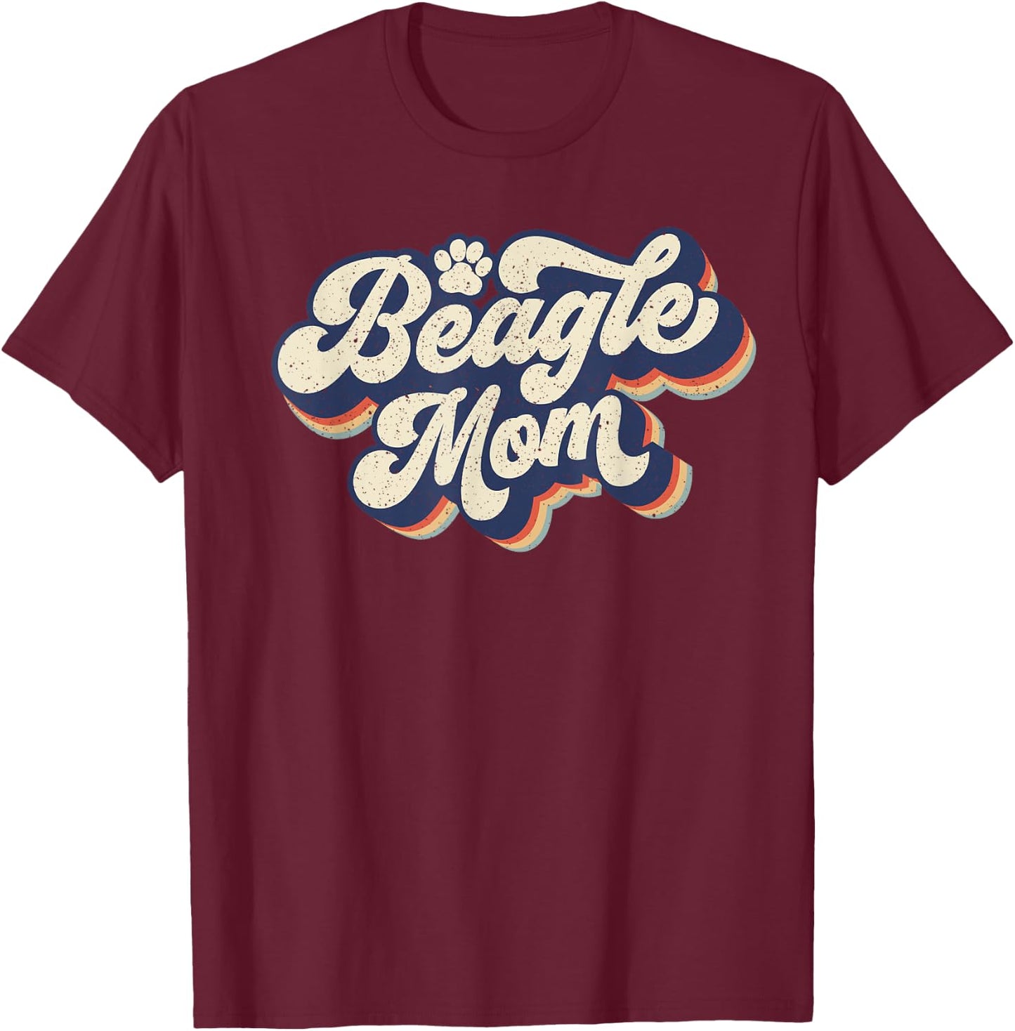 Vintage Mother's Day Gift Dog Lovers Groovy Beagle Mom T-Shirt - T-Shirt | Maroon