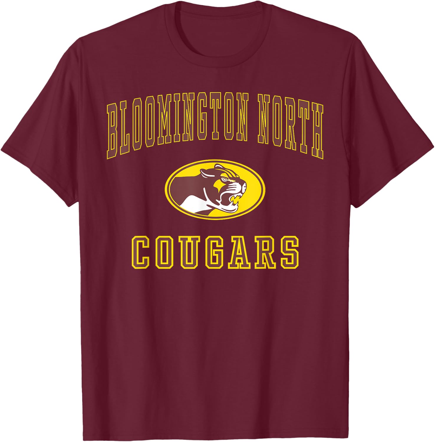 Bloomington North High School Cougars C1 T-Shirt - T-Shirt | Maroon