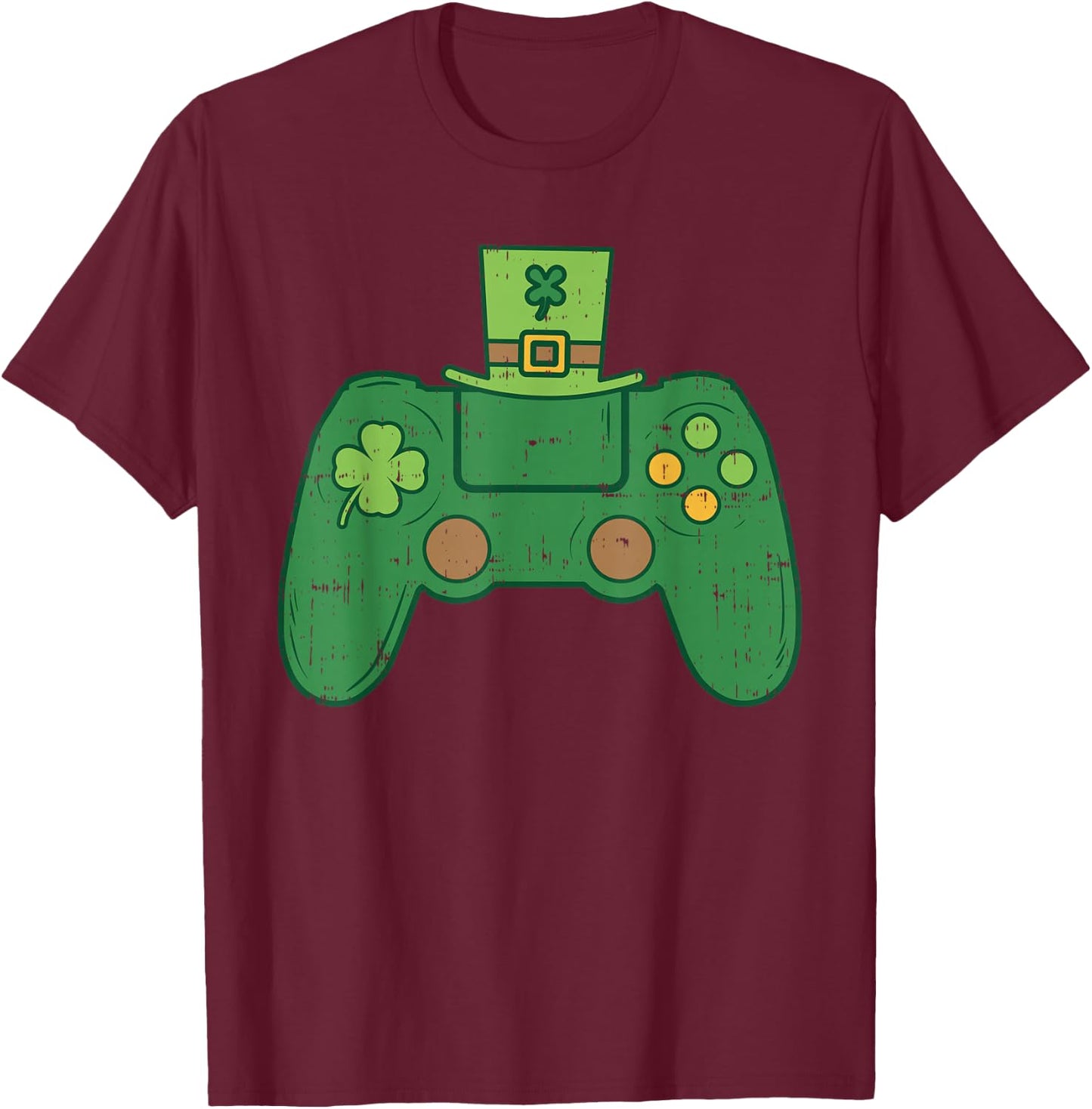 Video Game Controller Irish Gamer Boys St Patricks Day Men T-Shirt - T-Shirt | Maroon