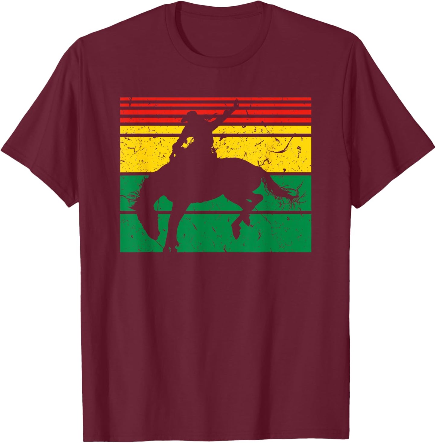 Rodeo Bronc Riding African American Cowgirl Graphic T-Shirt - T-Shirt | Maroon