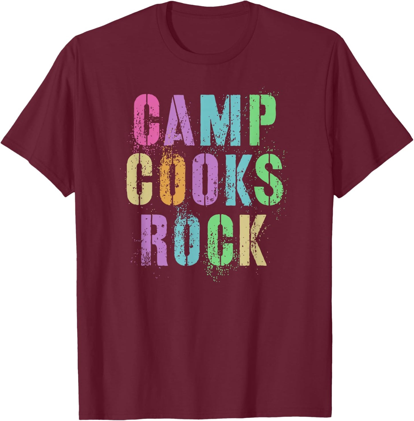 CAMP COOKS ROCKS Funny Campground Chef Crew Campsite Kitchen T-Shirt - T-Shirt | Maroon
