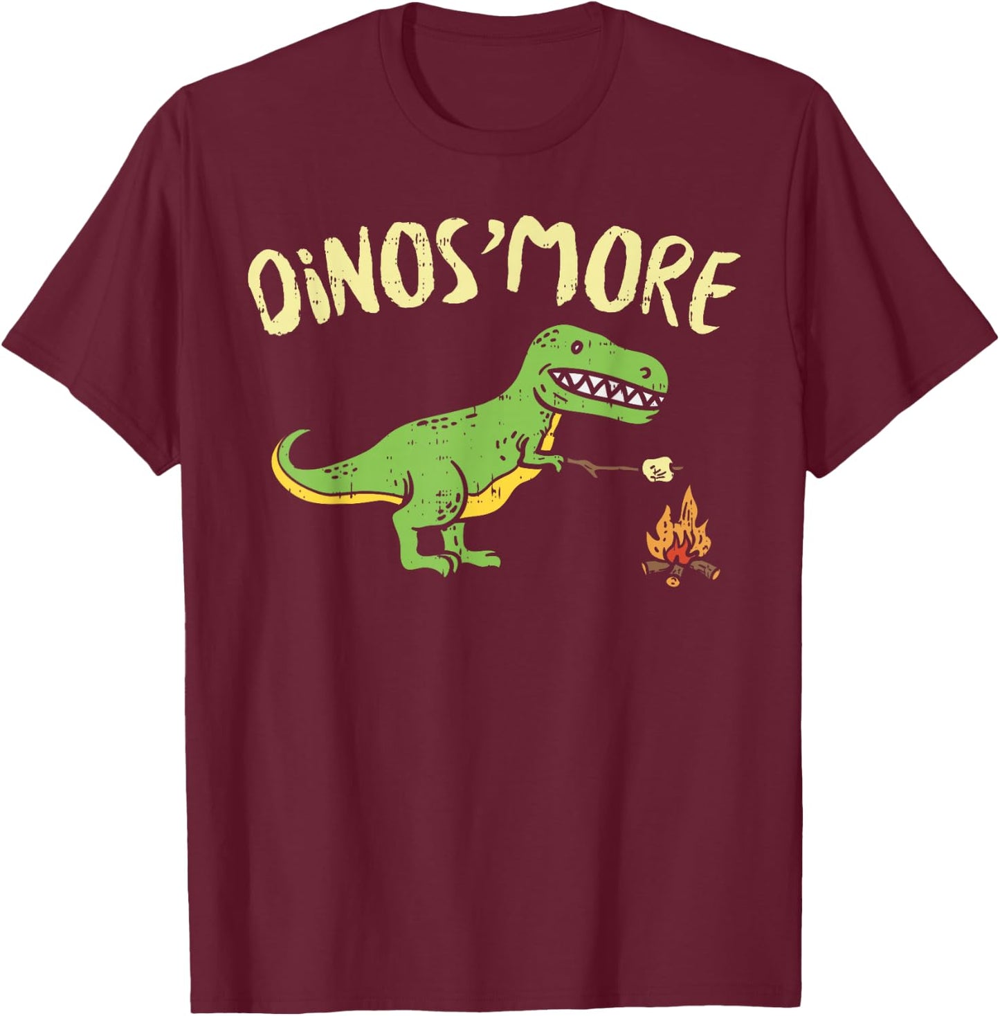 Dinosmore Funny Dino Smore Camping Dinosaur Camp Camper Gift T-Shirt - T-Shirt | Maroon