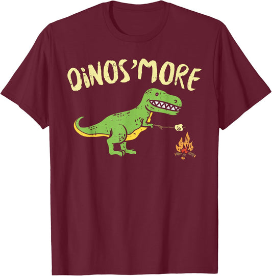 Dinosmore Funny Dino Smore Camping Dinosaur Camp Camper Gift T-Shirt - T-Shirt | Maroon