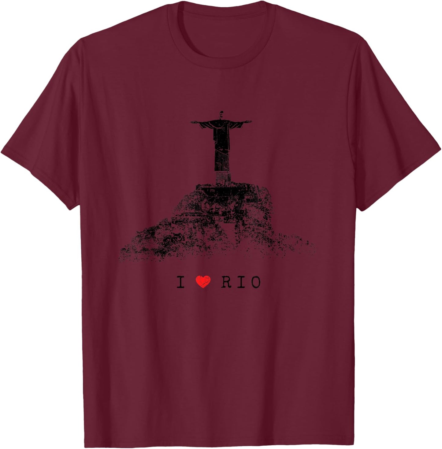 Rio de Janeiro Skyline Statue of Jesus Christ Brazil Love T-Shirt - T-Shirt | Maroon