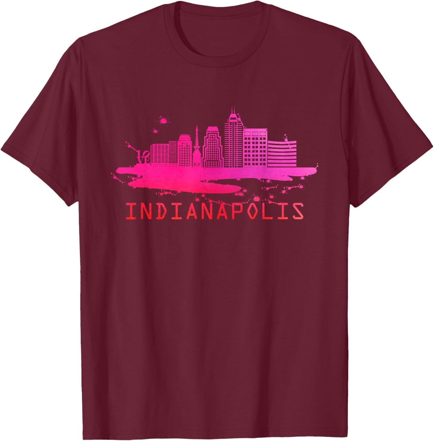 Modern Indianapolis Cityscape Souvenir - Indianapolis T-Shirt - T-Shirt | Maroon