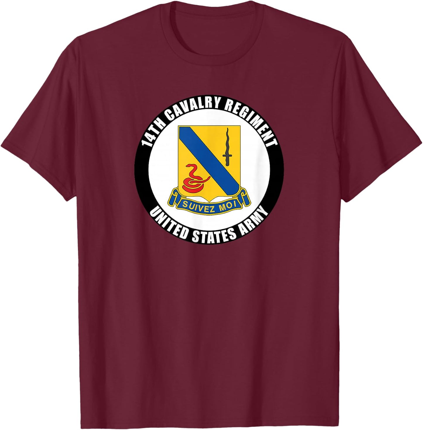 14th Cavalry Regiment United States Army Veteran Military T-Shirt - T-Shirt | Maroon