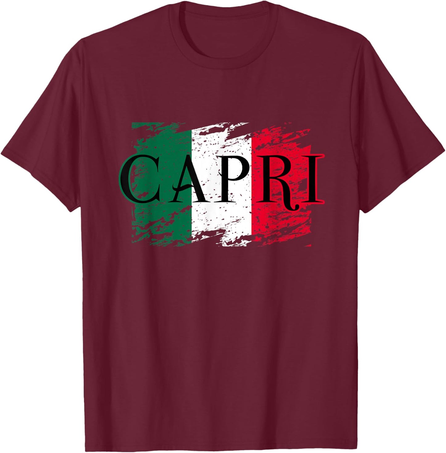 Europe Italy Vacation Travel Capri Italian Flag T-Shirt - T-Shirt | Maroon