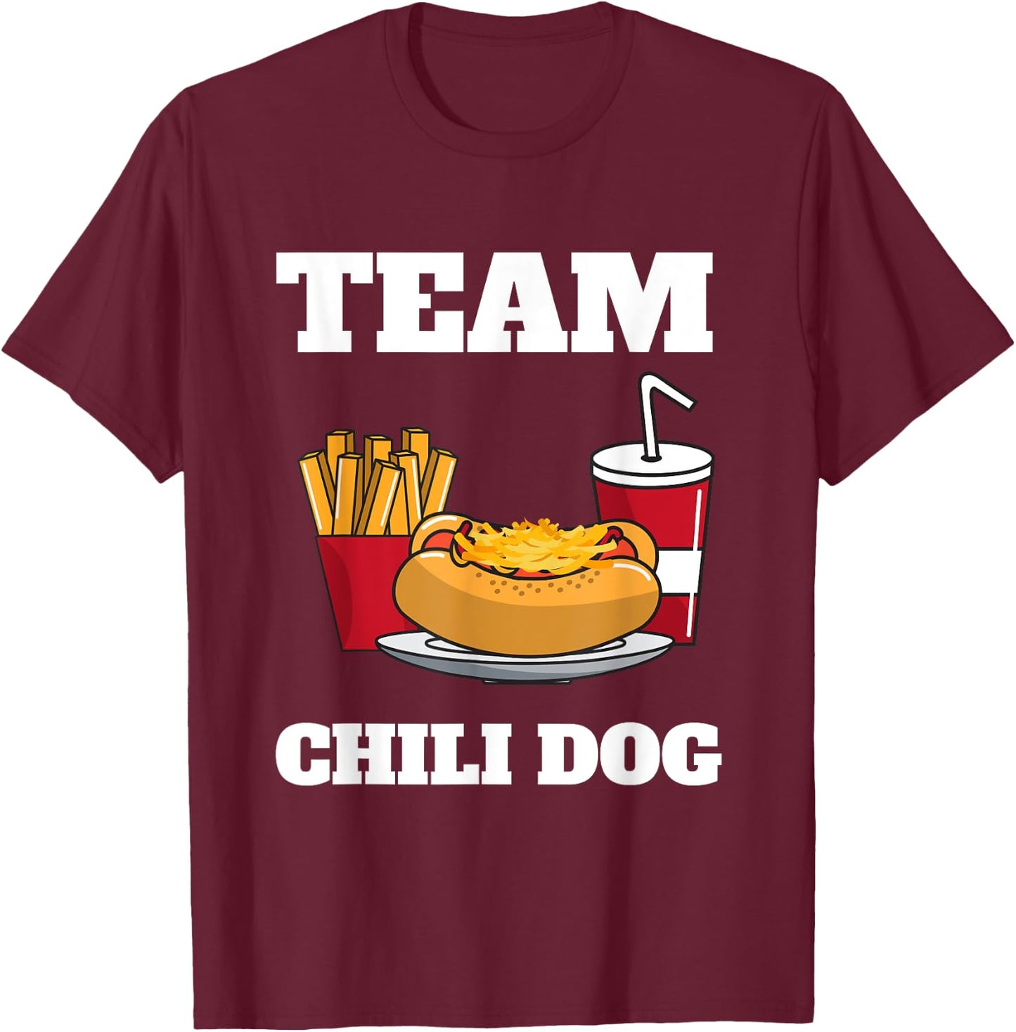 Chili Dog And Hot Dog Man And Chili Con Carne Foodtruck T-Shirt - T-Shirt | Maroon