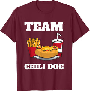 Chili Dog And Hot Dog Man And Chili Con Carne Foodtruck T-Shirt - T-Shirt | Maroon