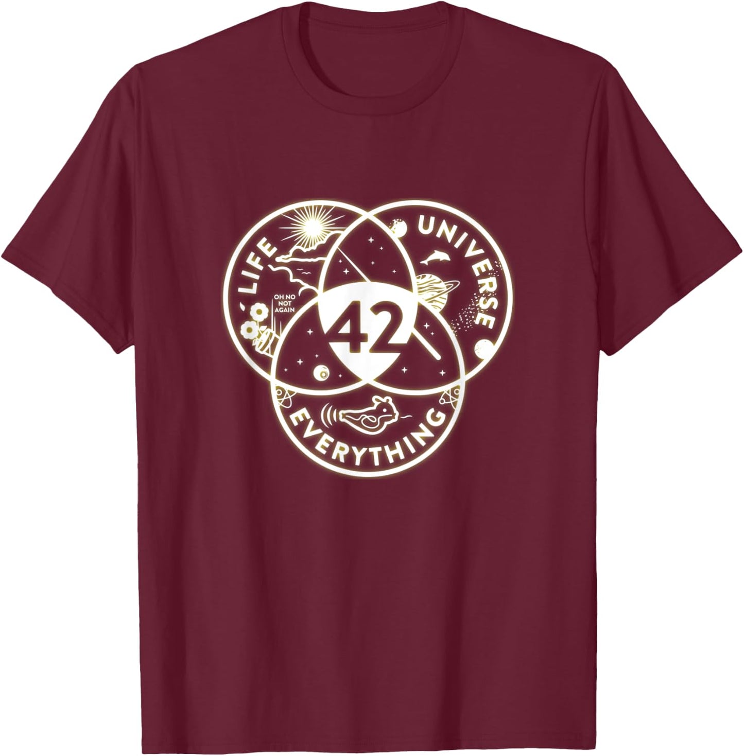 The Answer To Life The Universe And Everything 42 T-Shirt - T-Shirt | Maroon