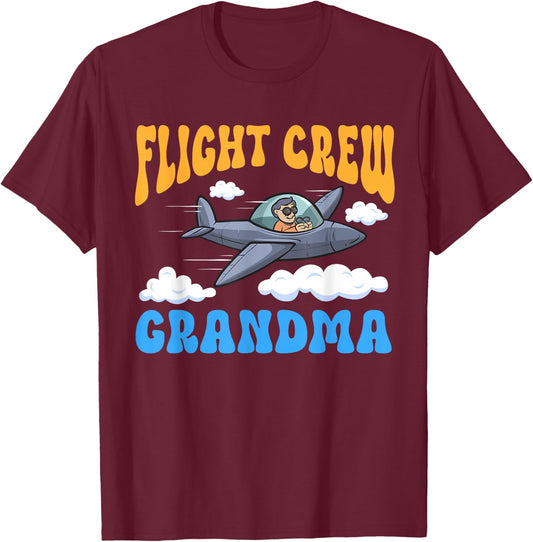 Aircraft Birthday Pilot Flight Crew Grandma Birthday T-Shirt - T-Shirt | Maroon