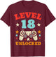Level 18 Unlocked Video Gamer Boys Men 18th Birthday T-Shirt - T-Shirt | Maroon