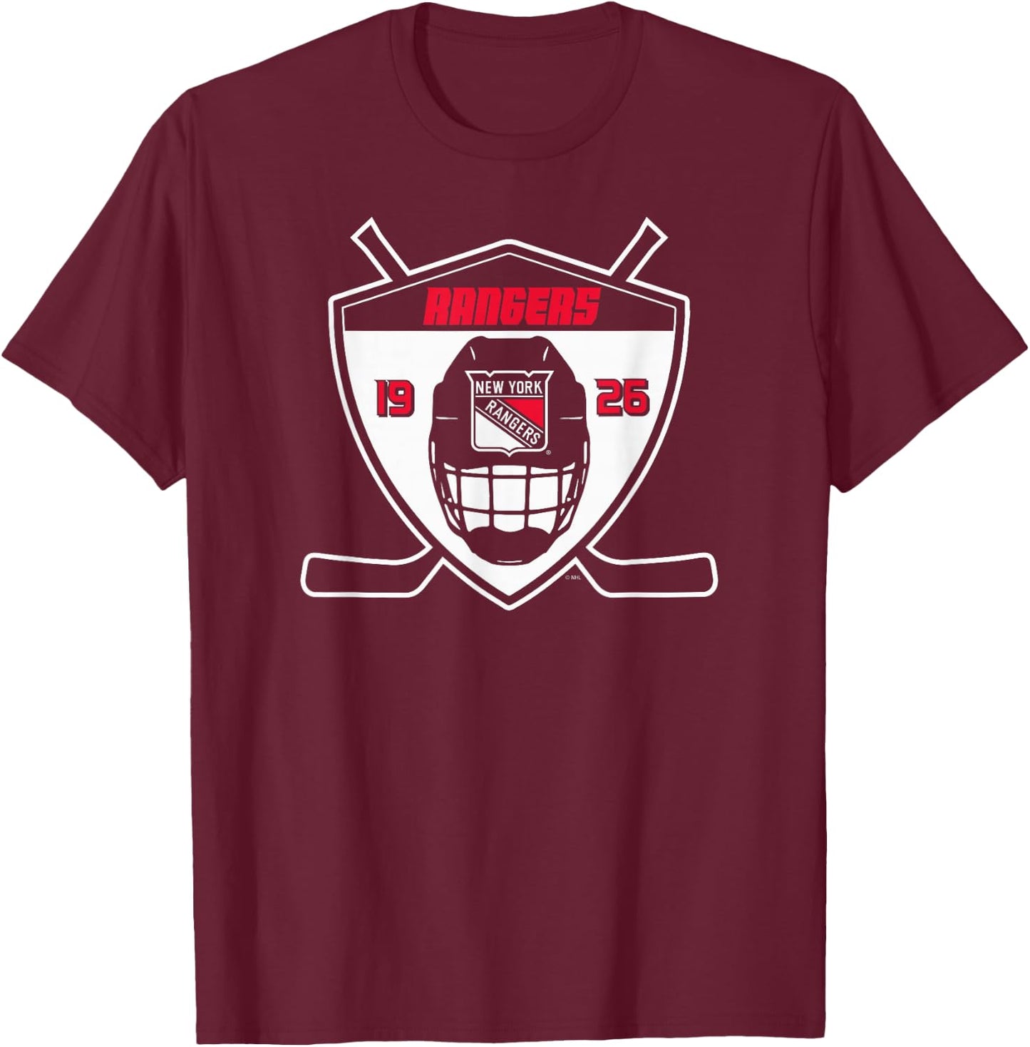 New York Rangers Shield Royal Officially Licensed T-Shirt - T-Shirt | Maroon